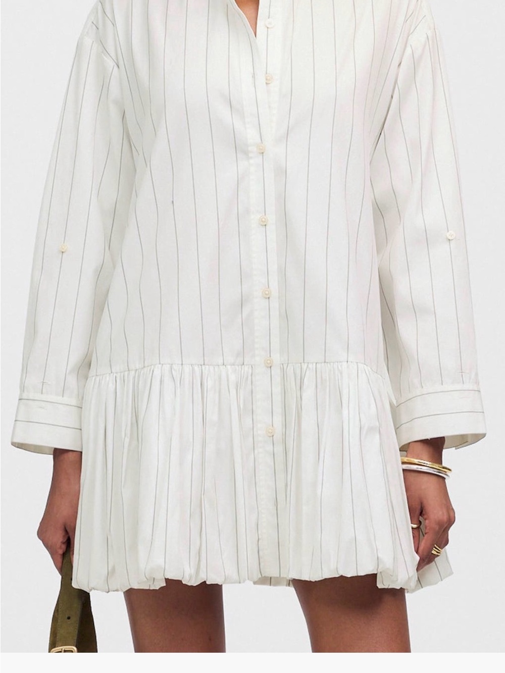 NWT Madewell Striped White Button-Down Peplum Shirt Dress NWT